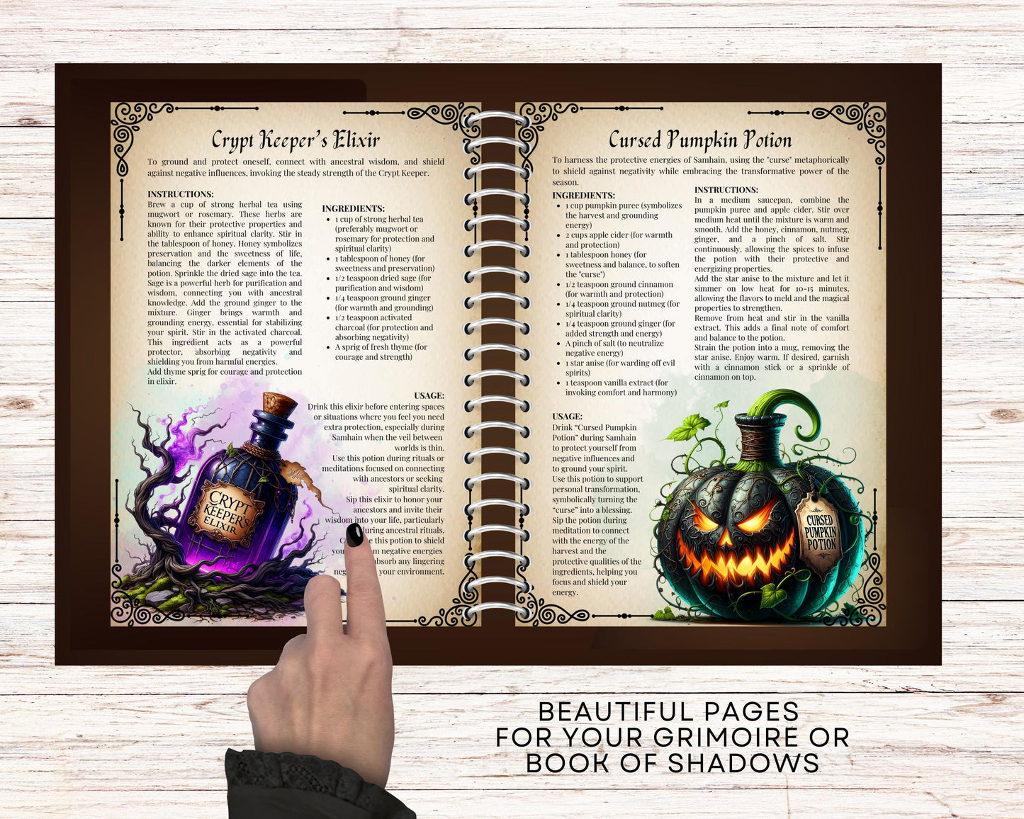 Samhain Magical Potions. Beautiful pages for your Grimoire or Book Of Shadows. Printable