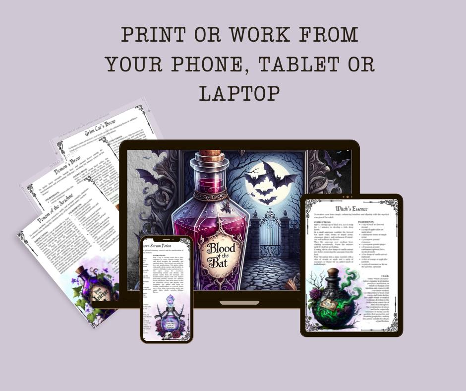 Samhain Magical Potions. Beautiful pages for your Grimoire or Book Of Shadows. Printable