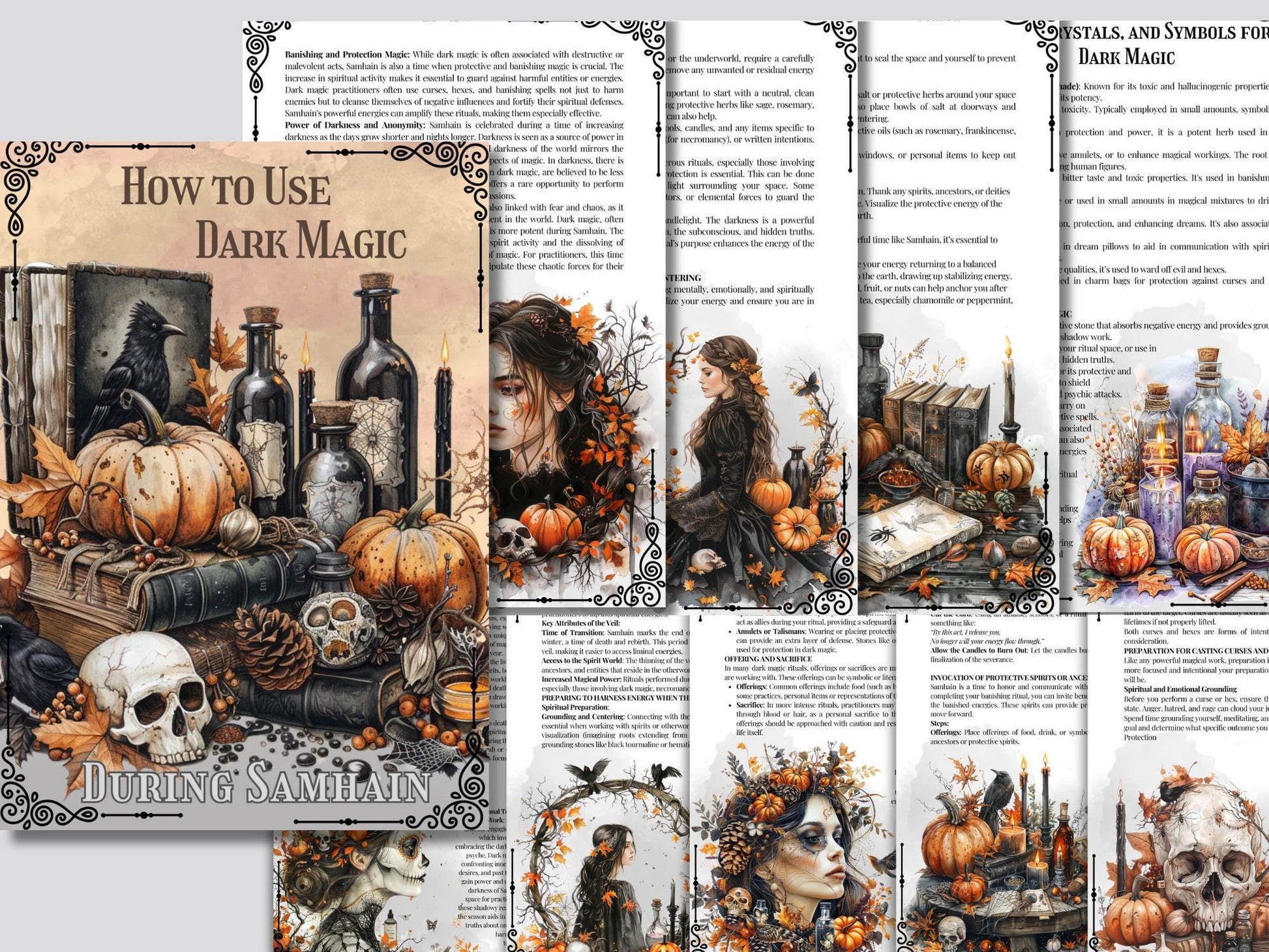 How to Use Dark Magic During Samhain. Beginner's Guide. 32 Beautiful pages for your Grimoire.