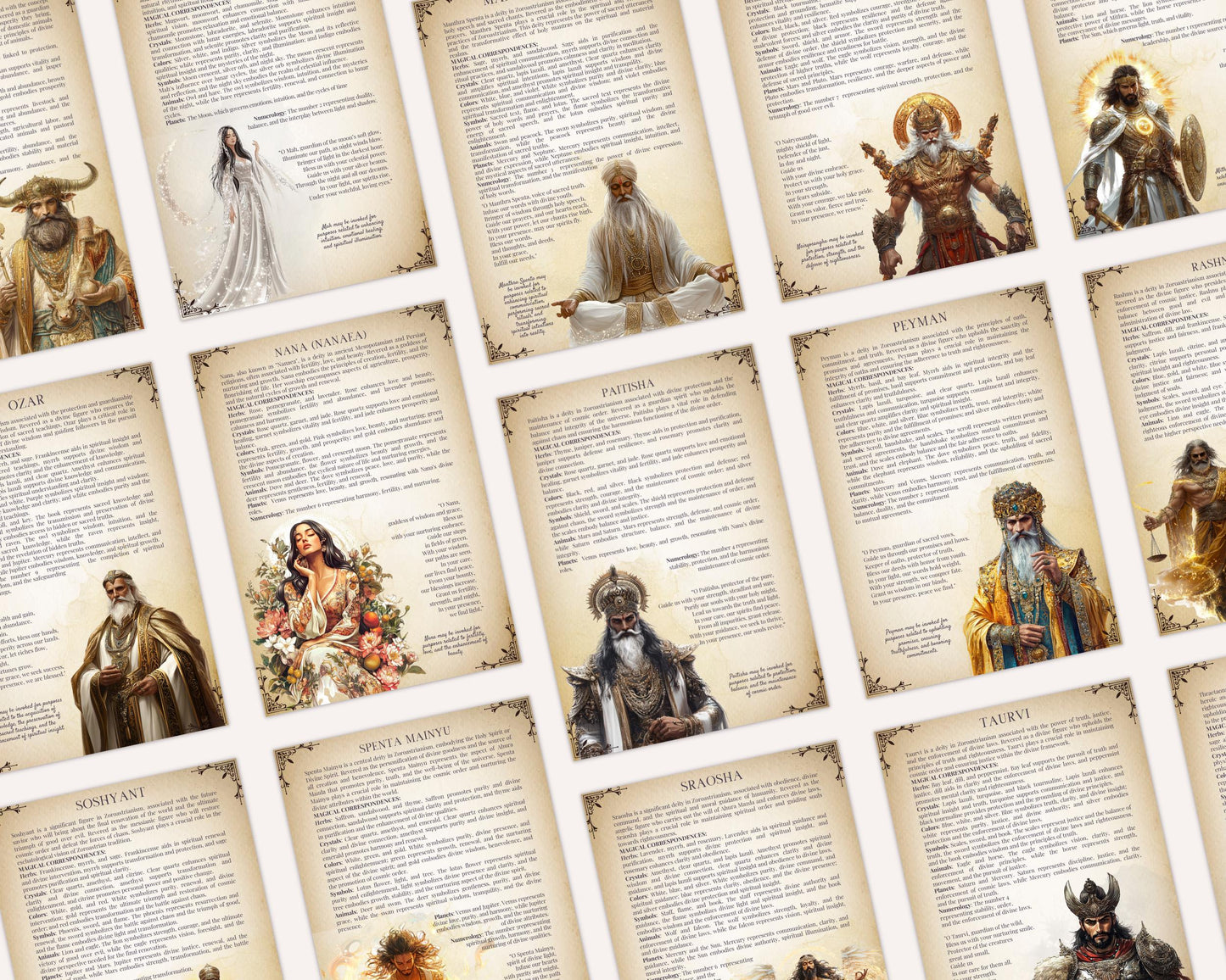 PERSIAN. Gods and Goddesses. 46 Beautiful pages for your grimoire or Book Of Shadows. Printable