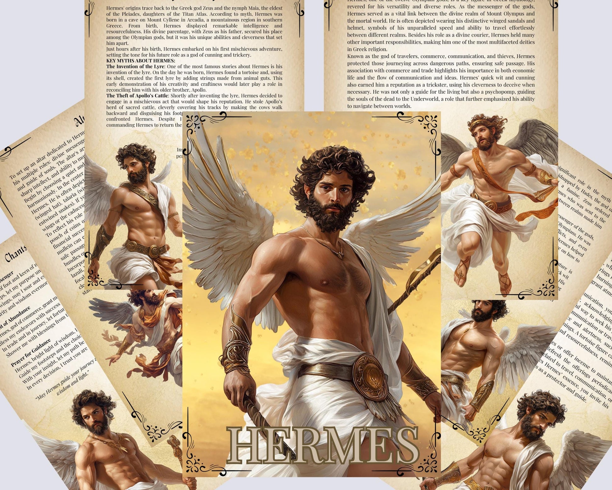 HERMES. Beautiful pages for your Grimoire or Book Of Shadows. Printable.