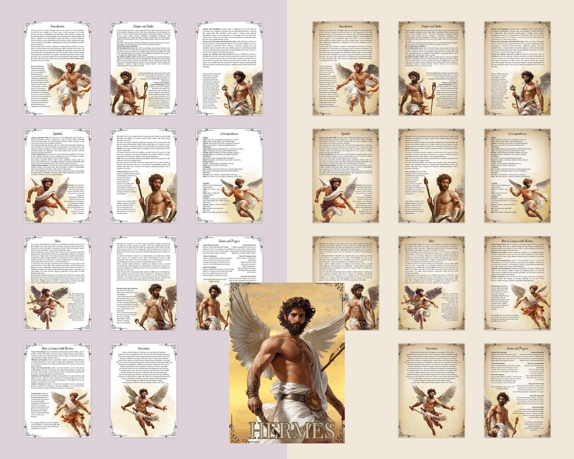 HERMES. Beautiful pages for your Grimoire or Book Of Shadows. Printable.