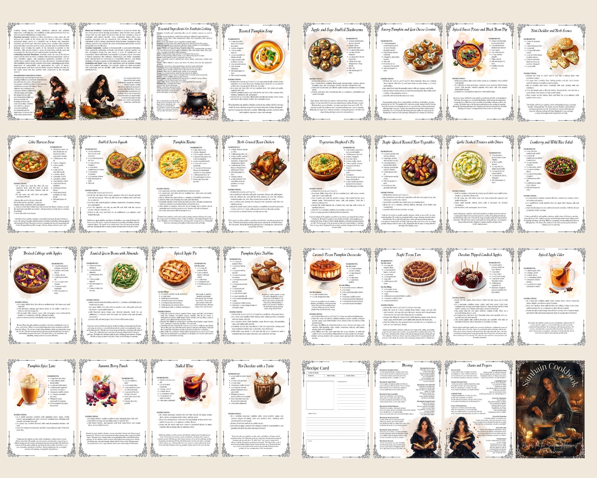 Samhain Cookbook Basic Guide. 25 Recipes for the Season of Harvest and Remembrance. Printable