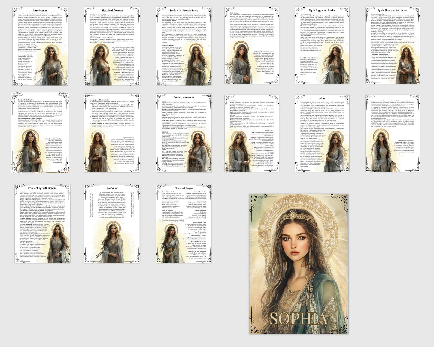 Sophia. The Gnostic Goddess. Beautiful pages for your Grimoire or Book Of Shadows. Printable.