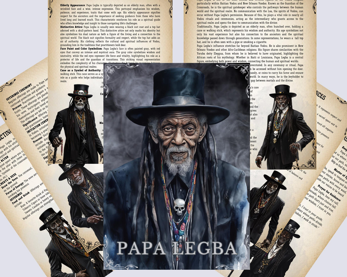 Papa Legba. Beautiful pages for your Grimoire or Book Of Shadows. Printable.