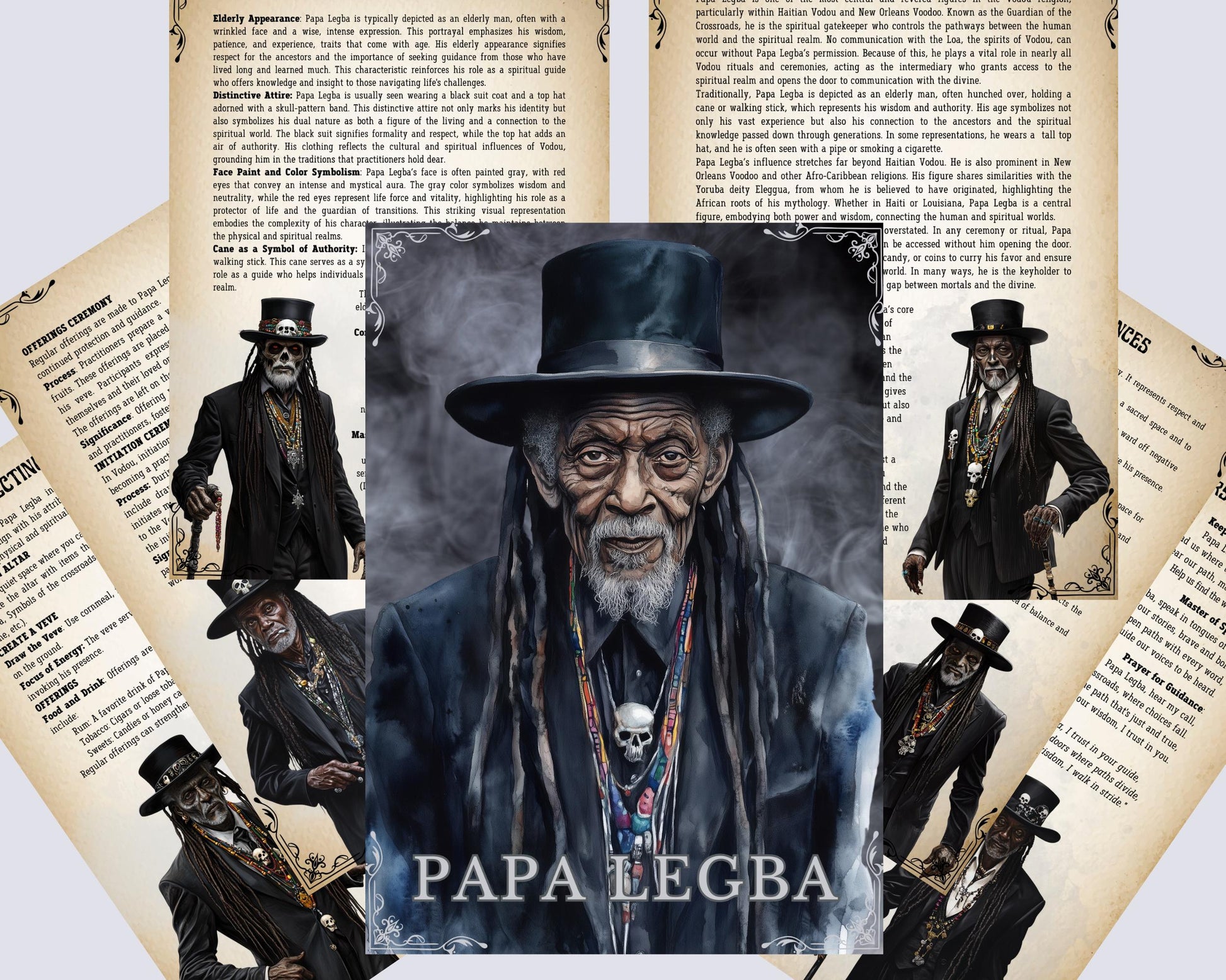 Papa Legba. Beautiful pages for your Grimoire or Book Of Shadows. Printable.