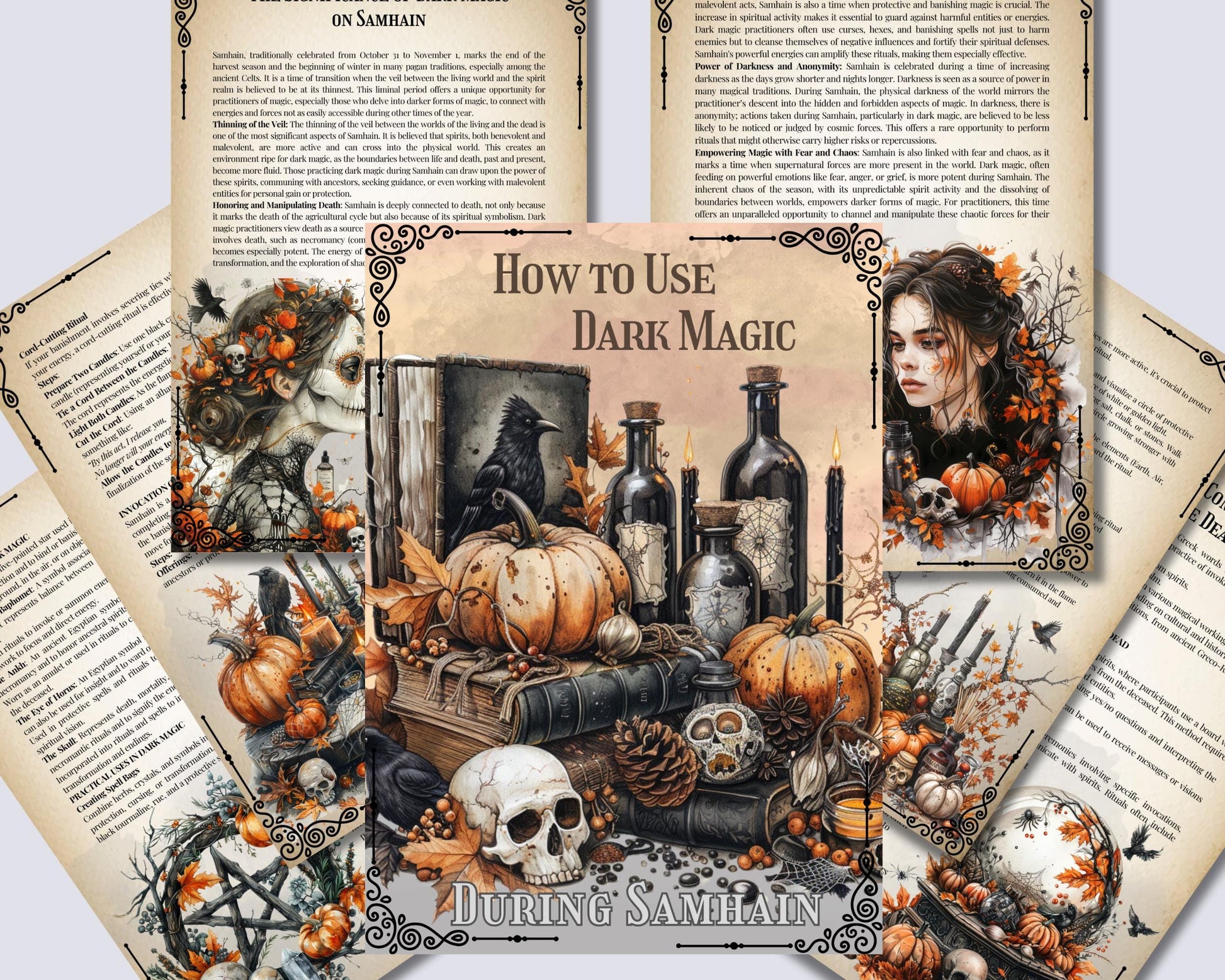 How to Use Dark Magic During Samhain. Beginner's Guide. 32 Beautiful pages for your Grimoire.