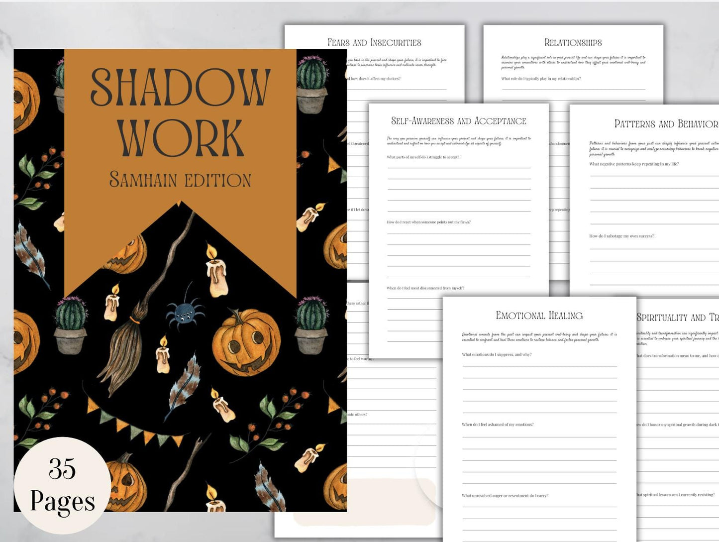 100 Shadow Work Journaling Prompts for Samhain. Printable.