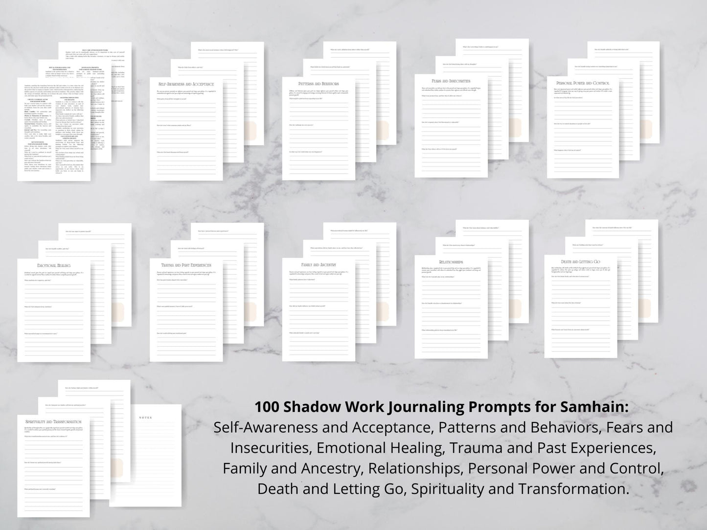 100 Shadow Work Journaling Prompts for Samhain. Printable.