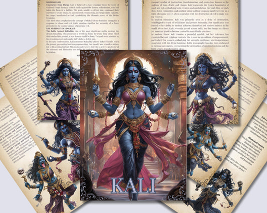 Kali. The Hindu goddess of death, time, and doomsday. Beautiful pages for your Grimoire or Book Of Shadows. Printable.