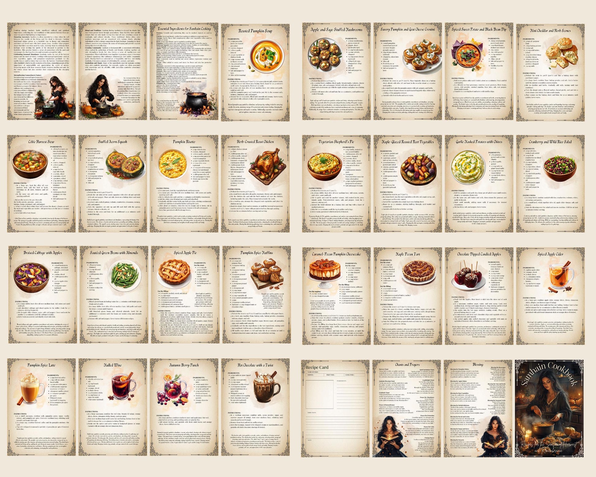 Samhain Cookbook Basic Guide. 25 Recipes for the Season of Harvest and Remembrance. Printable