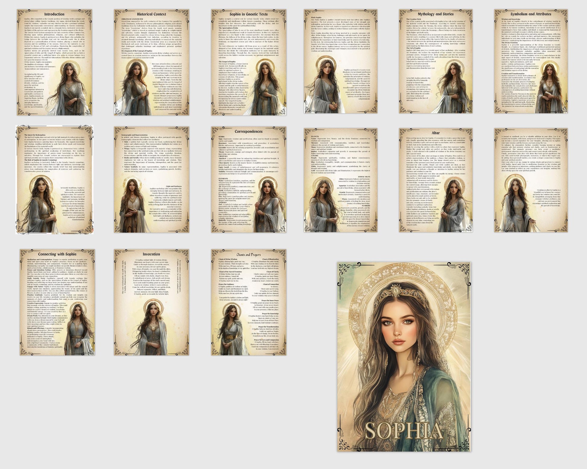 Sophia. The Gnostic Goddess. Beautiful pages for your Grimoire or Book Of Shadows. Printable.