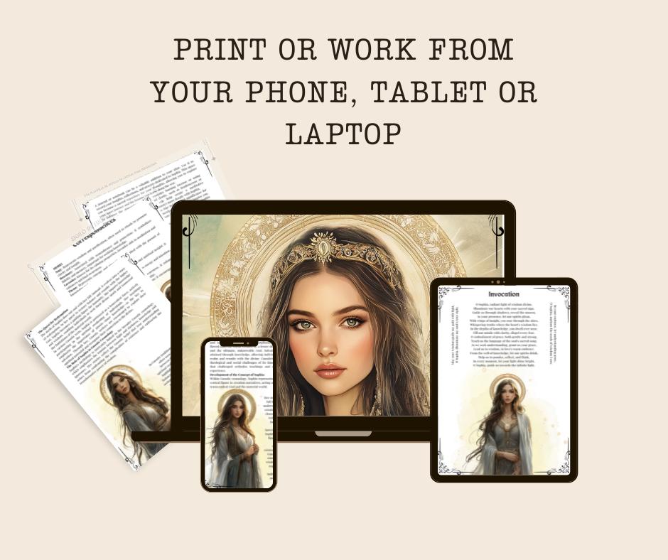 Sophia. The Gnostic Goddess. Beautiful pages for your Grimoire or Book Of Shadows. Printable.