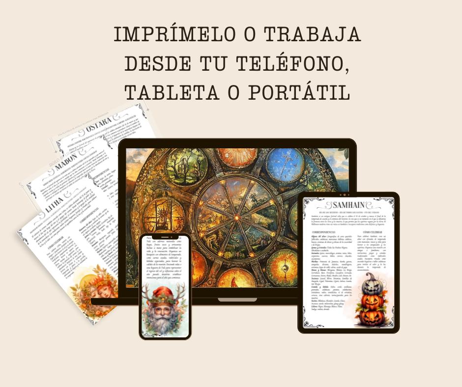Los 8 Sabbats. Celebre la Rueda del Año. Hermosas páginas de grimorios para imprimir.