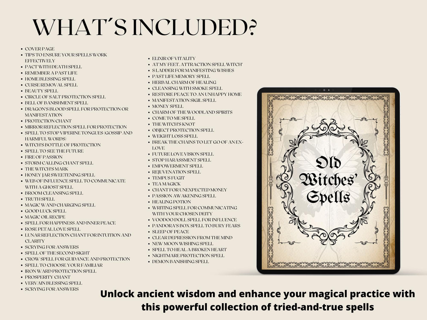 OLD WITCH SPELLS Bundle, 68 Printable Spells, 70 Pages of Beautiful Old Witchcraf Magick for your Grimoire, Book of Shadows or Spellbook