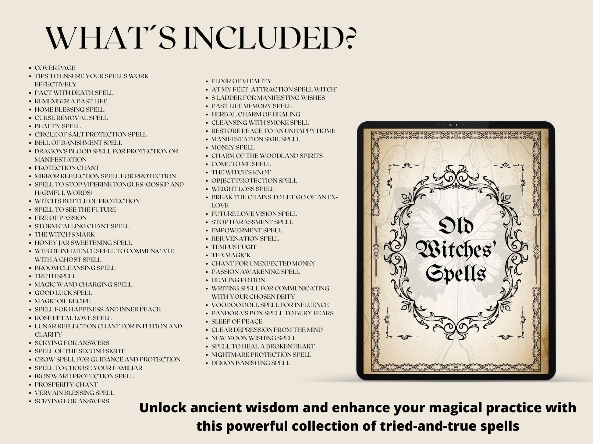 OLD WITCH SPELLS Bundle, 68 Printable Spells, 70 Pages of Beautiful Old Witchcraf Magick for your Grimoire, Book of Shadows or Spellbook