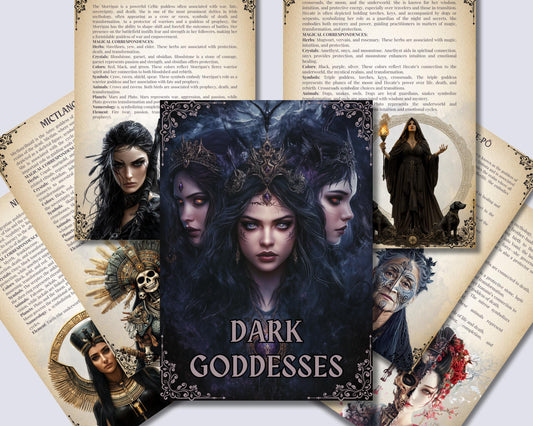 Dark Goddesses. Beautiful pages for your Grimoire or Book Of Shadows. Printable.