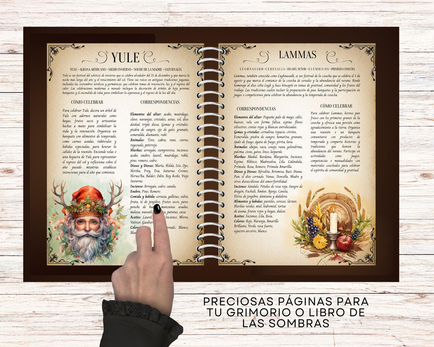 Los 8 Sabbats. Celebre la Rueda del Año. Hermosas páginas de grimorios para imprimir.