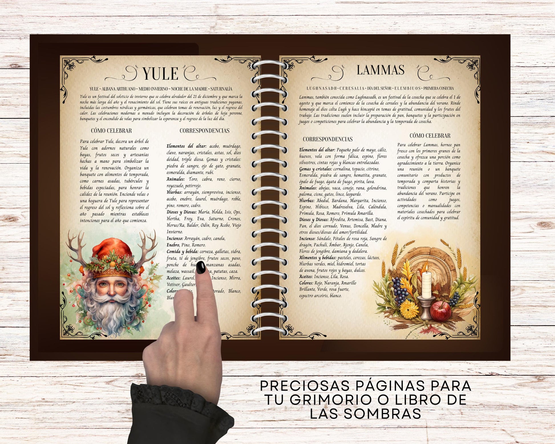 Los 8 Sabbats. Celebre la Rueda del Año. Hermosas páginas de grimorios para imprimir.