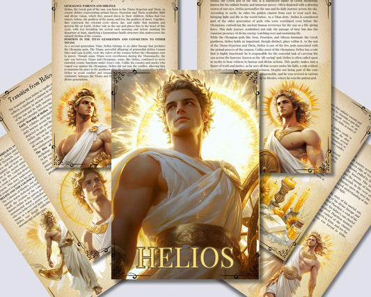 Helios. Beautiful pages for your Grimoire or Book of shadows. Printable.