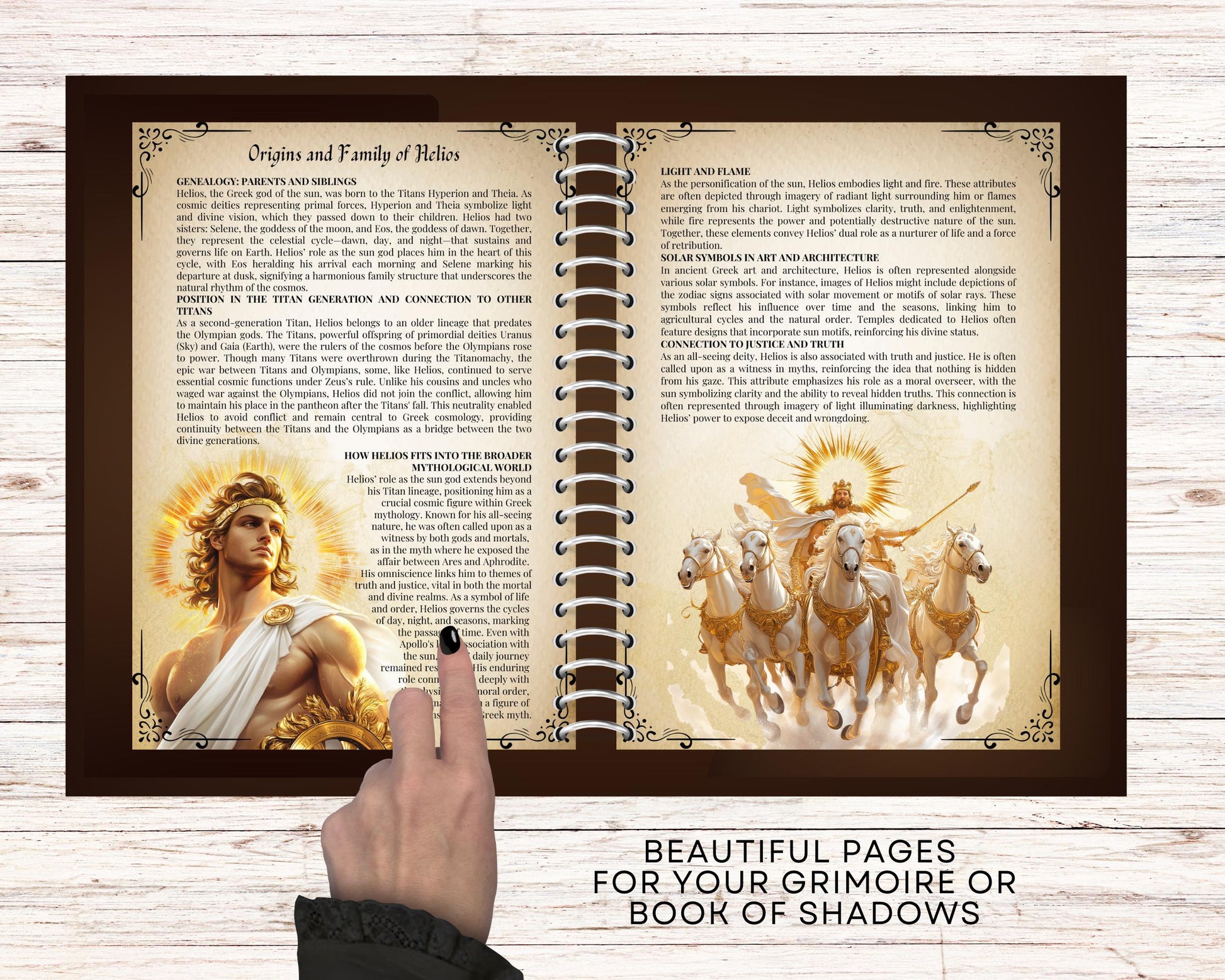 Helios. Beautiful pages for your Grimoire or Book of shadows. Printable.