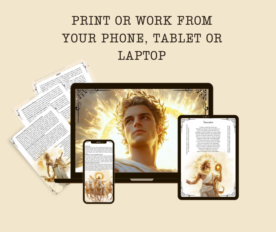 Helios. Beautiful pages for your Grimoire or Book of shadows. Printable.