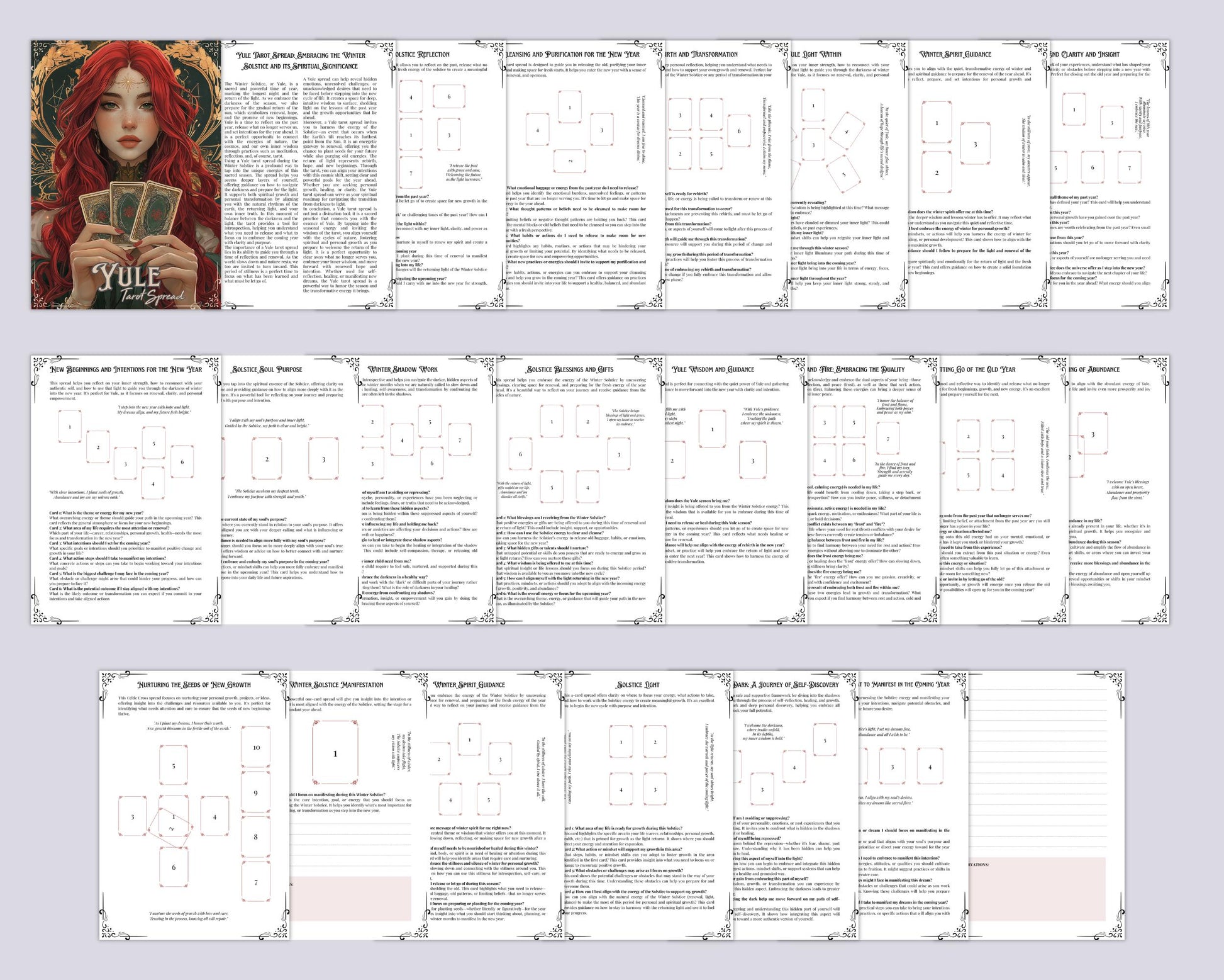 Yule Tarot Spread Journal. 20 Tarot Spreads to Embrace the Energy of the Sabbat. Printable