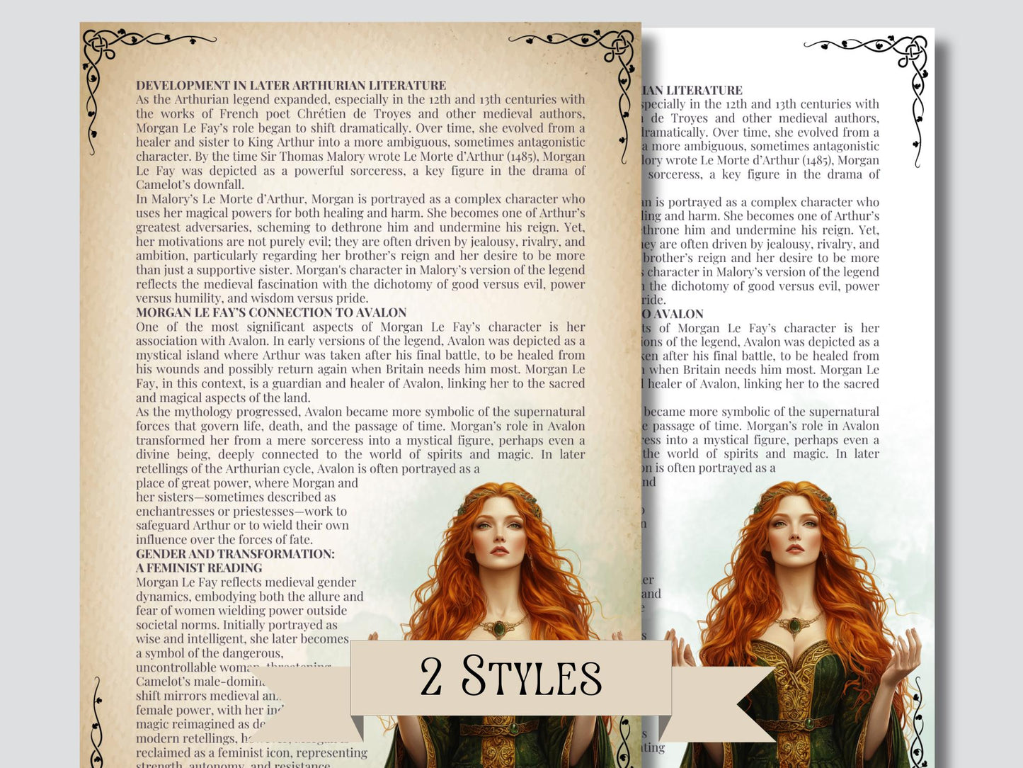 Morgan Le Fay, the legendary sorceress of Avalon. Beautiful pages for your Grimoire or Book Of Shadows. printable.