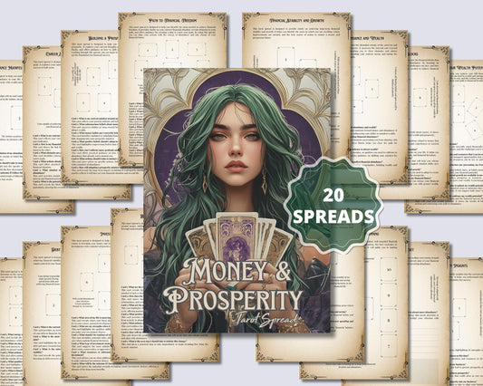 Money and Prosperity Tarot Spreads Journal. 20 Tarot Spreads to unlock your financial potential. Printable