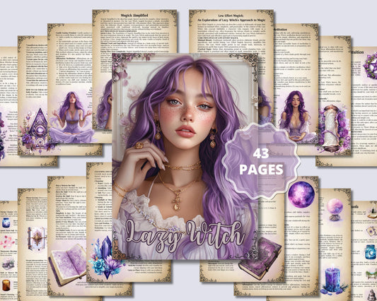 Lazy Wich Bundle.The most complete. Guide to Low-Effort Witchcraft, easy Spells, Rituals, Affirmations, Journal Prompts, and More! Printable