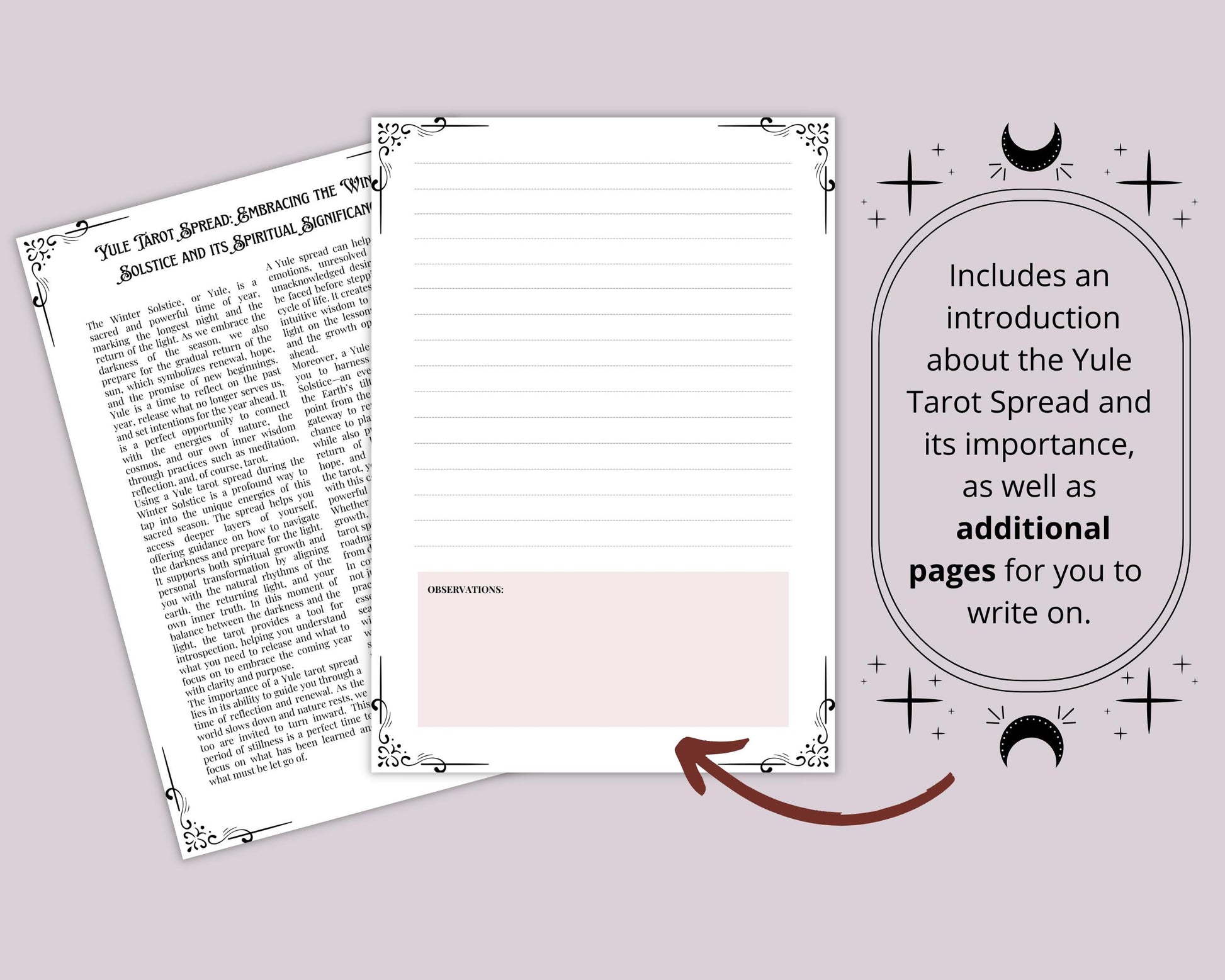 Yule Tarot Spread Journal. 20 Tarot Spreads to Embrace the Energy of the Sabbat. Printable