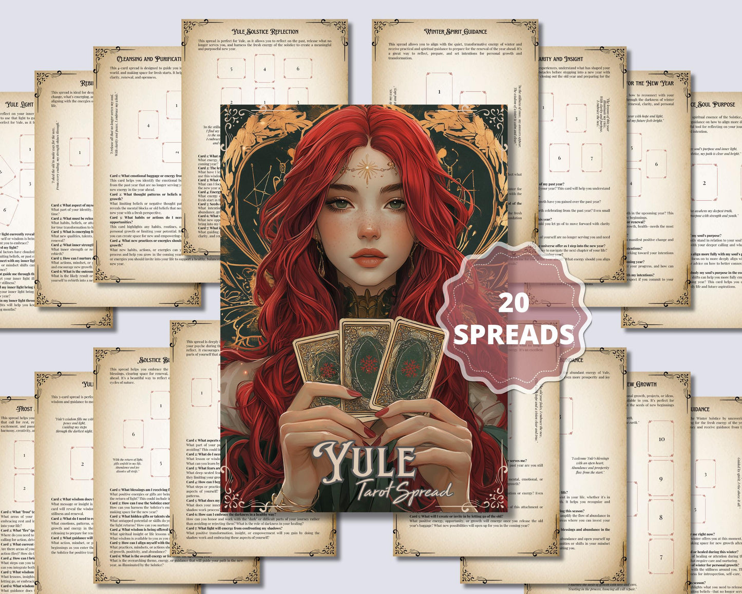 Yule Tarot Spread Journal. 20 Tarot Spreads to Embrace the Energy of the Sabbat. Printable