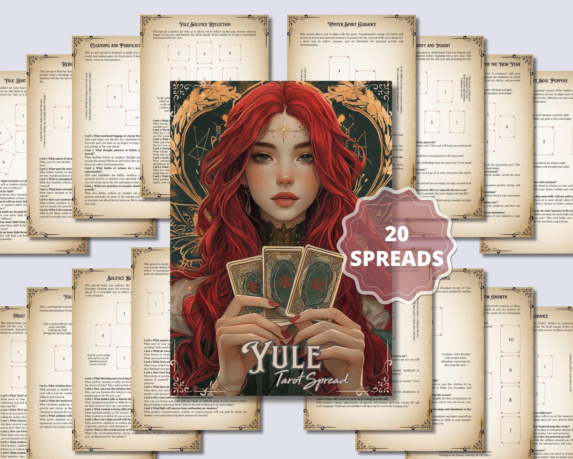Yule Tarot Spread Journal. 20 Tarot Spreads to Embrace the Energy of the Sabbat. Printable