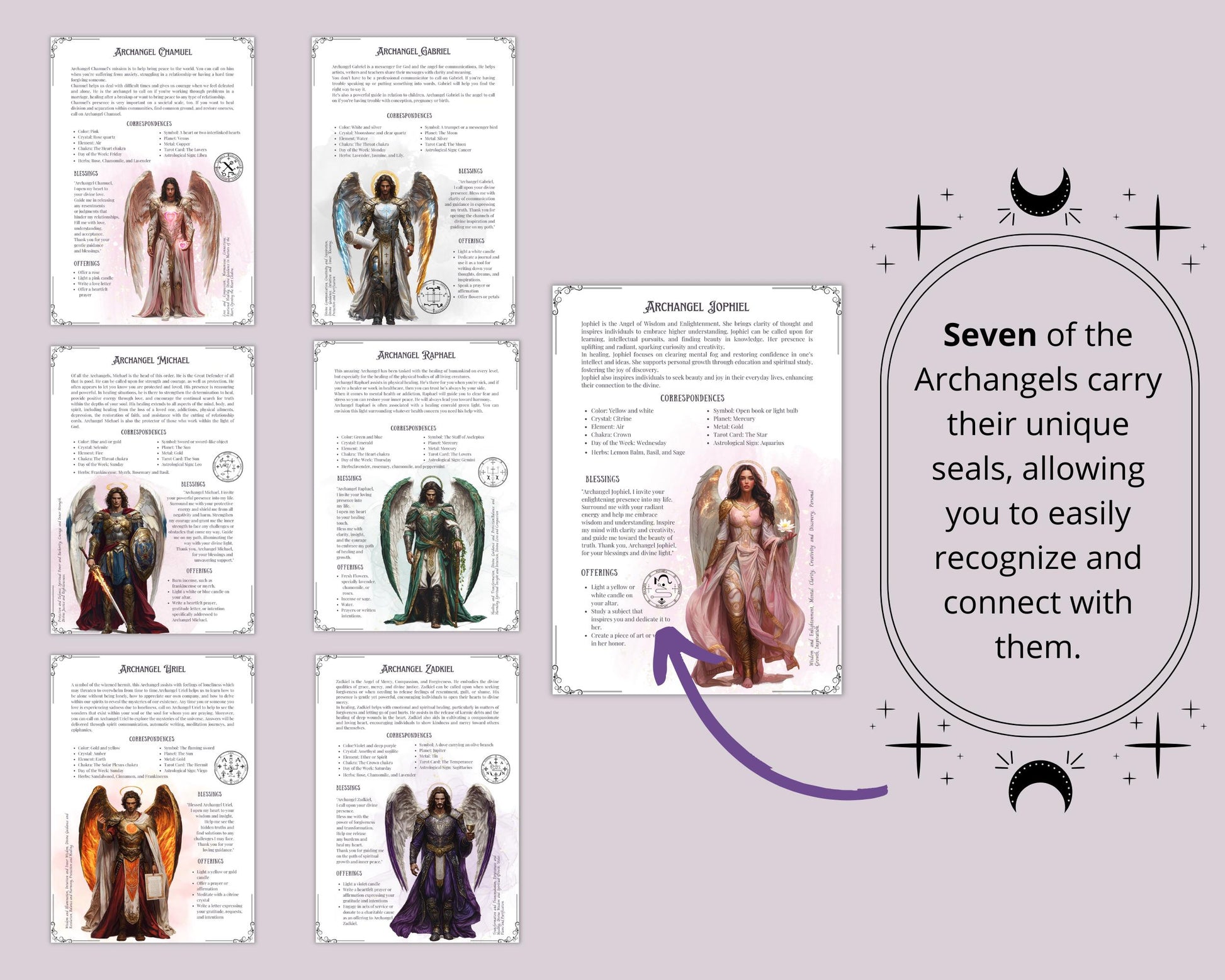 Archangels Bundle. 30 Archangels. Basic guide. Beautiful pages for your Grimoire or Book of Shadows. Printable.