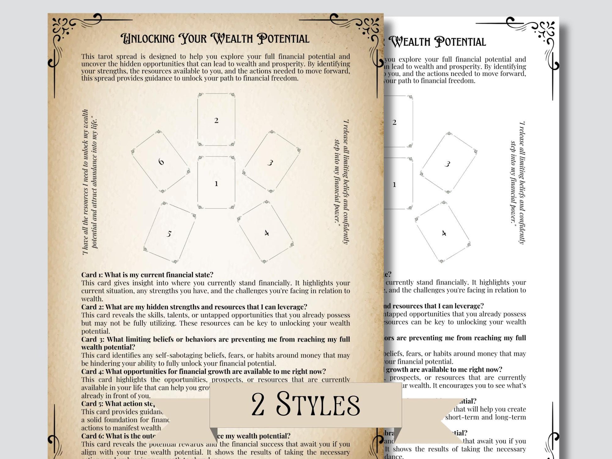 Money and Prosperity Tarot Spreads Journal. 20 Tarot Spreads to unlock your financial potential. Printable