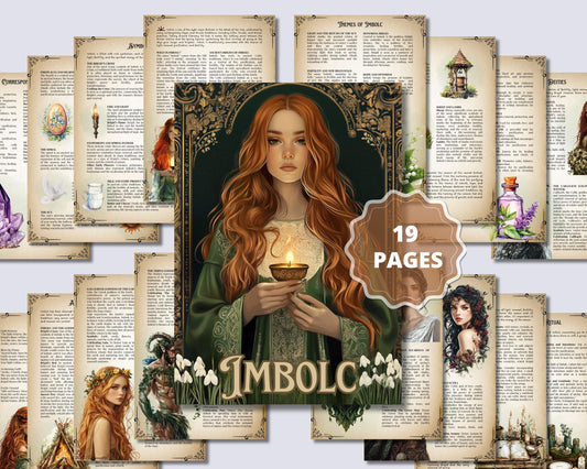 Imbolc. Beautiful pages for your Grimoire or Book Of Shadows. Printable. Imbolc Sabbat.
