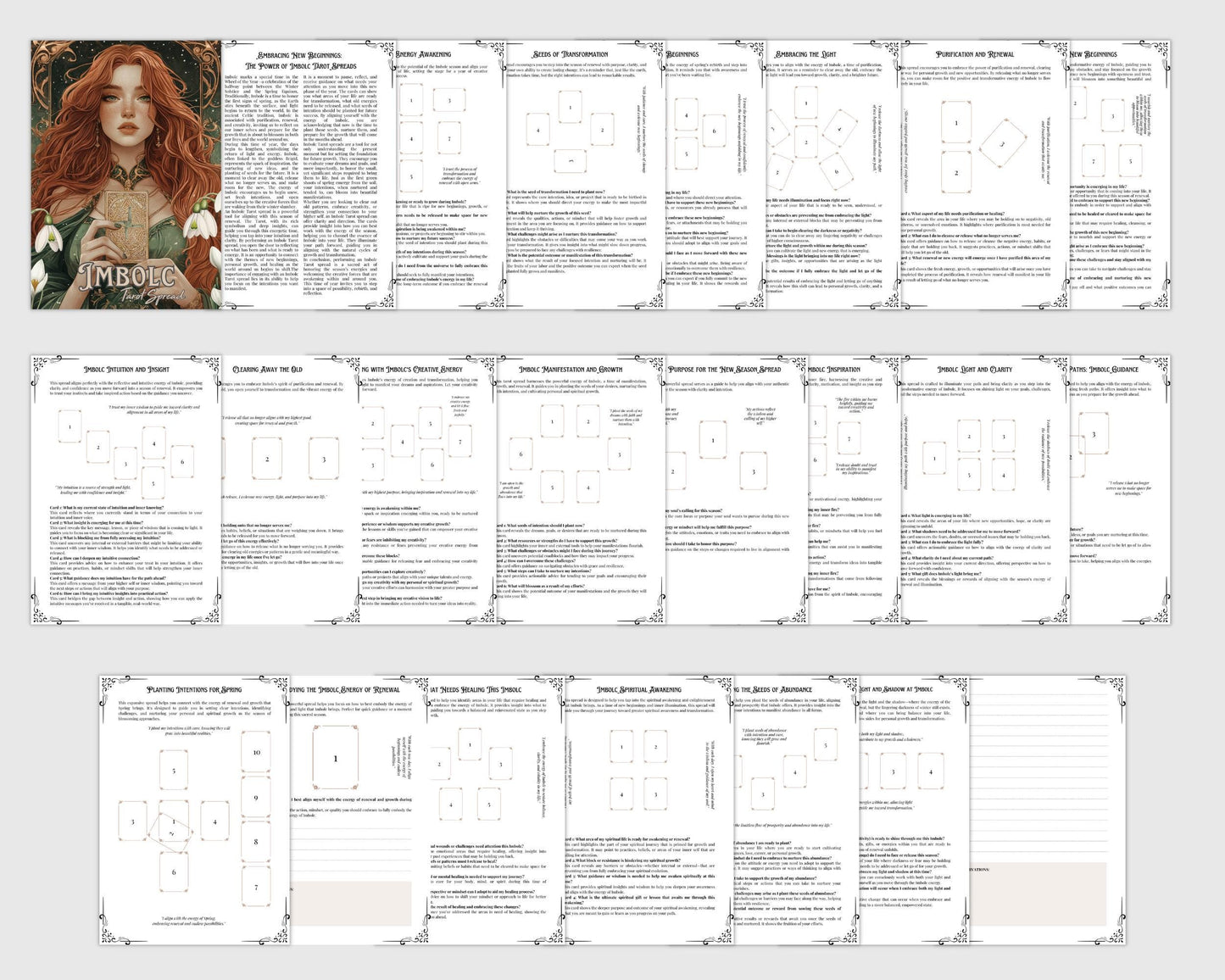 Imbolc Tarot Spread Journal. 20 Tarot Spreads to Embrace the Energy of the Sabbat. Printable