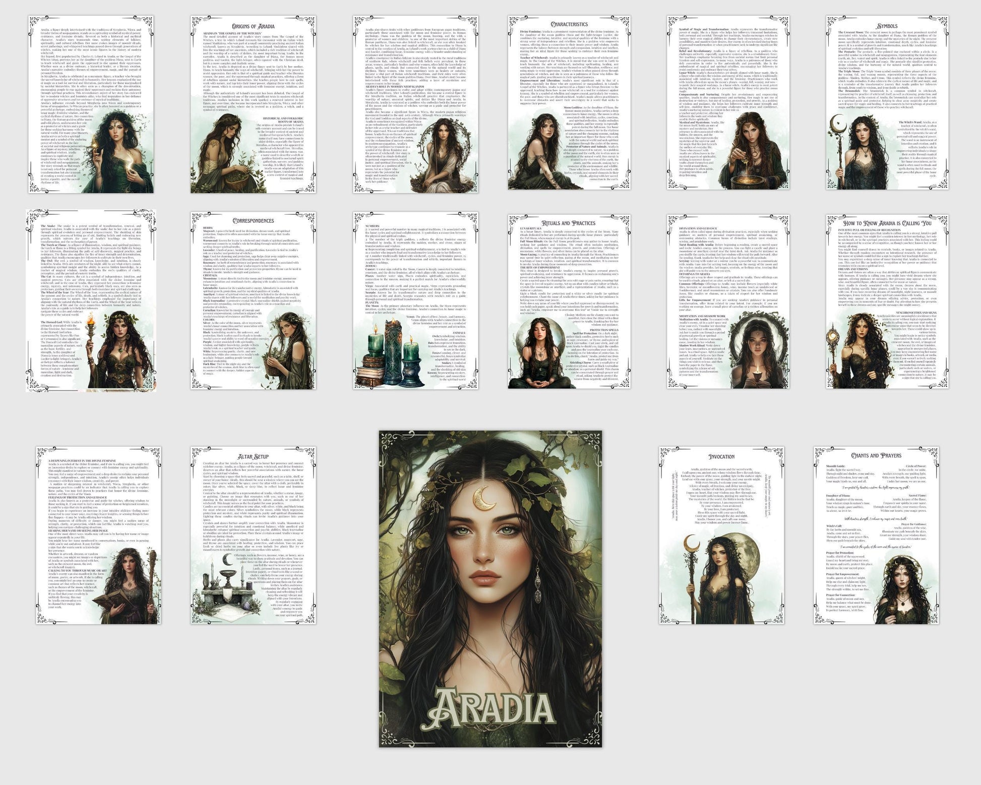 Aradia. Goddess of Freedom and Lunar Power. 17 Beautiful pages for your Grimoire or Book Of Shadows. Printable.