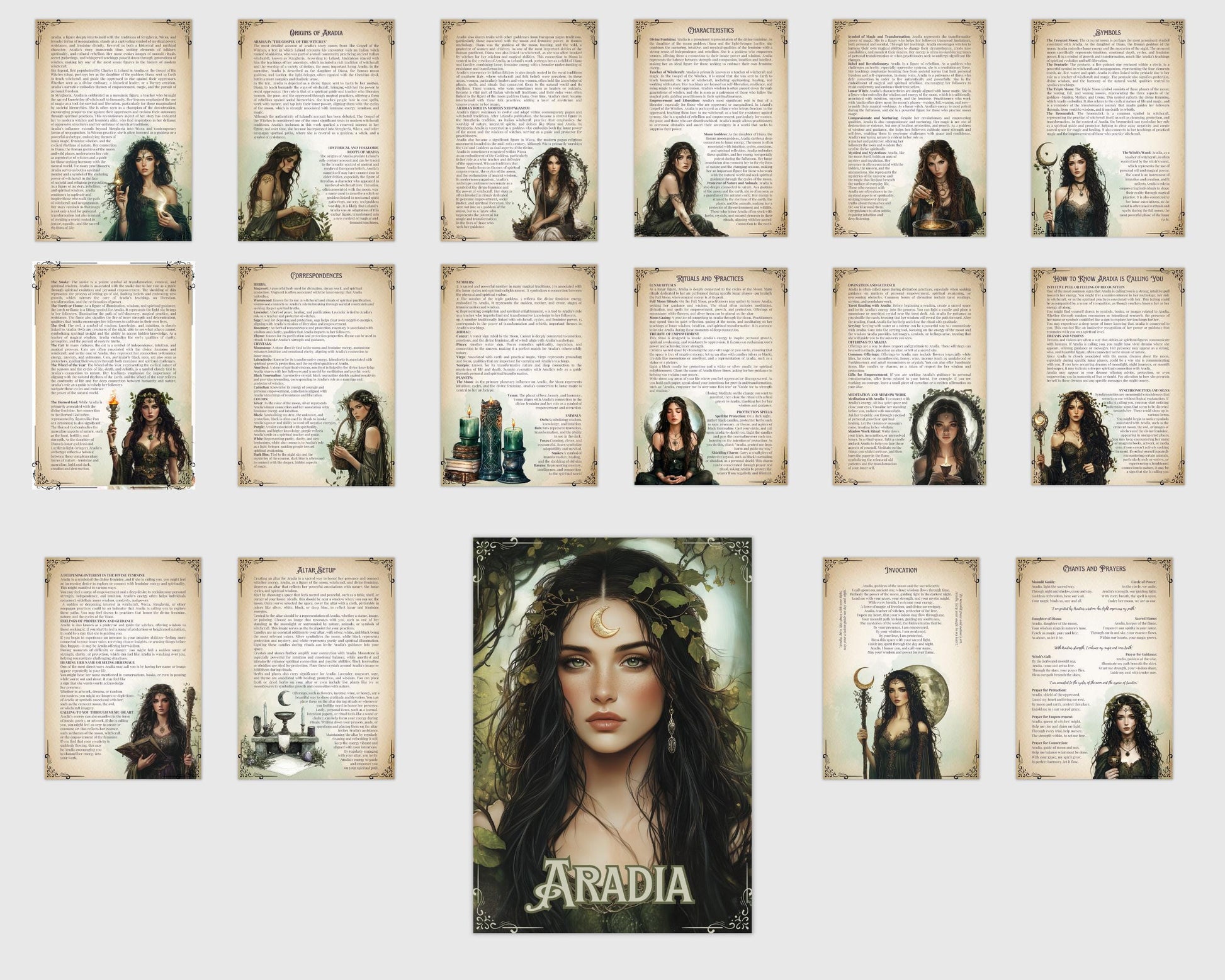 Aradia. Goddess of Freedom and Lunar Power. 17 Beautiful pages for your Grimoire or Book Of Shadows. Printable.