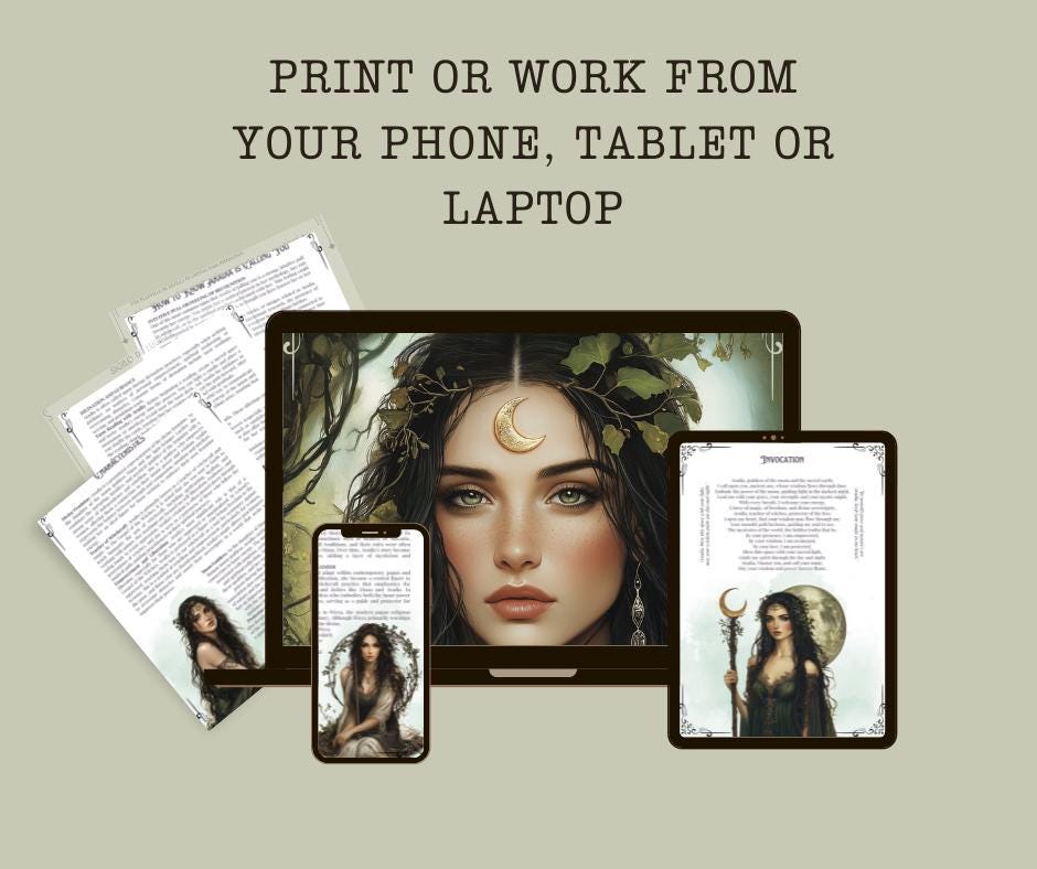Aradia. Goddess of Freedom and Lunar Power. 17 Beautiful pages for your Grimoire or Book Of Shadows. Printable.