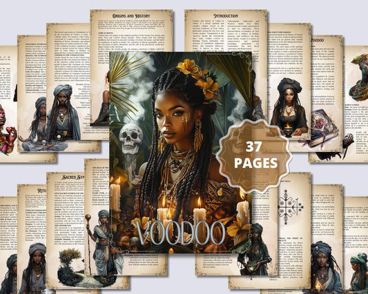 Voodoo, beginners guide. Introduction to Voodoo. Beautiful pages for your Grimoire or Book Of Shadows