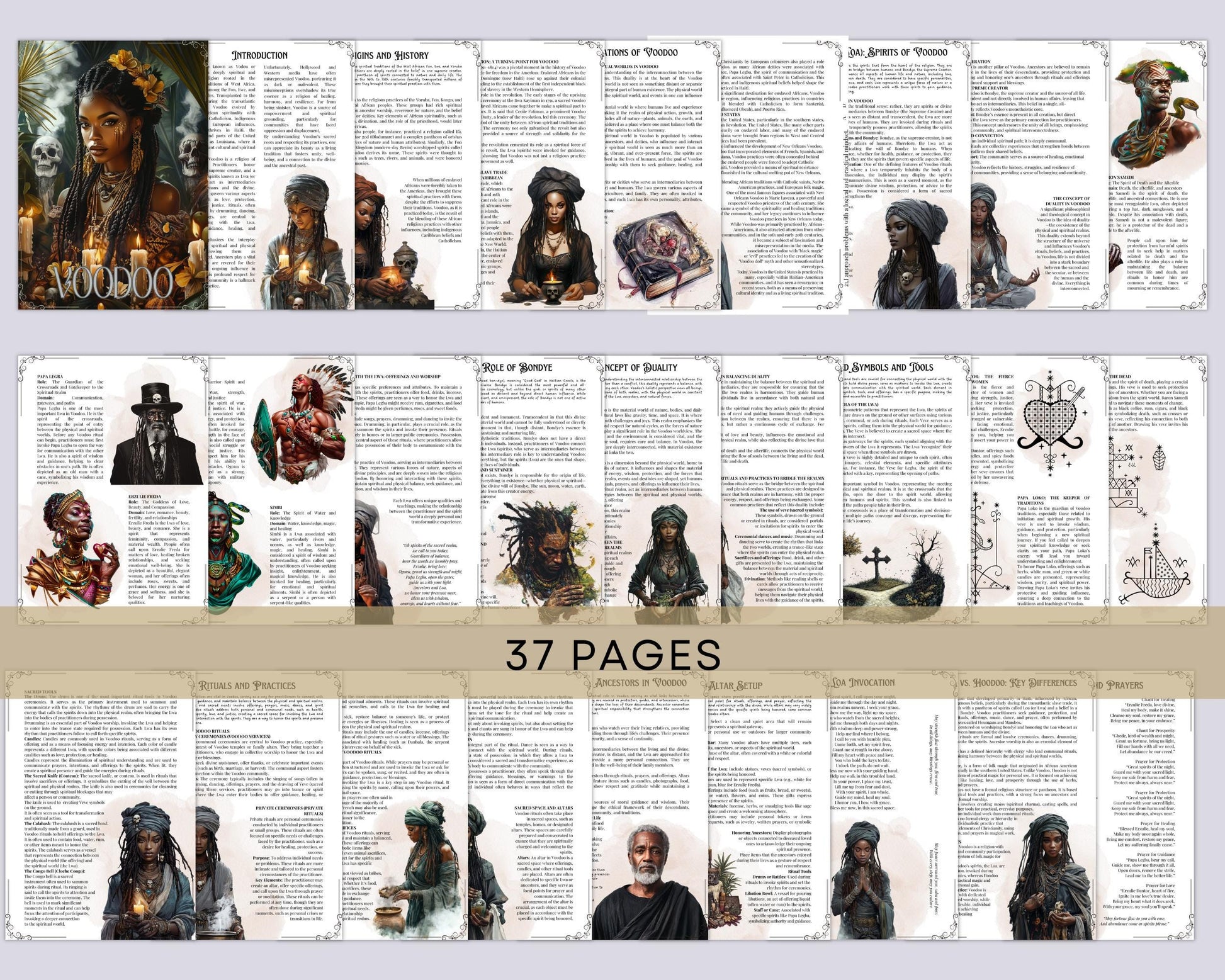 Voodoo, beginners guide. Introduction to Voodoo. Beautiful pages for your Grimoire or Book Of Shadows
