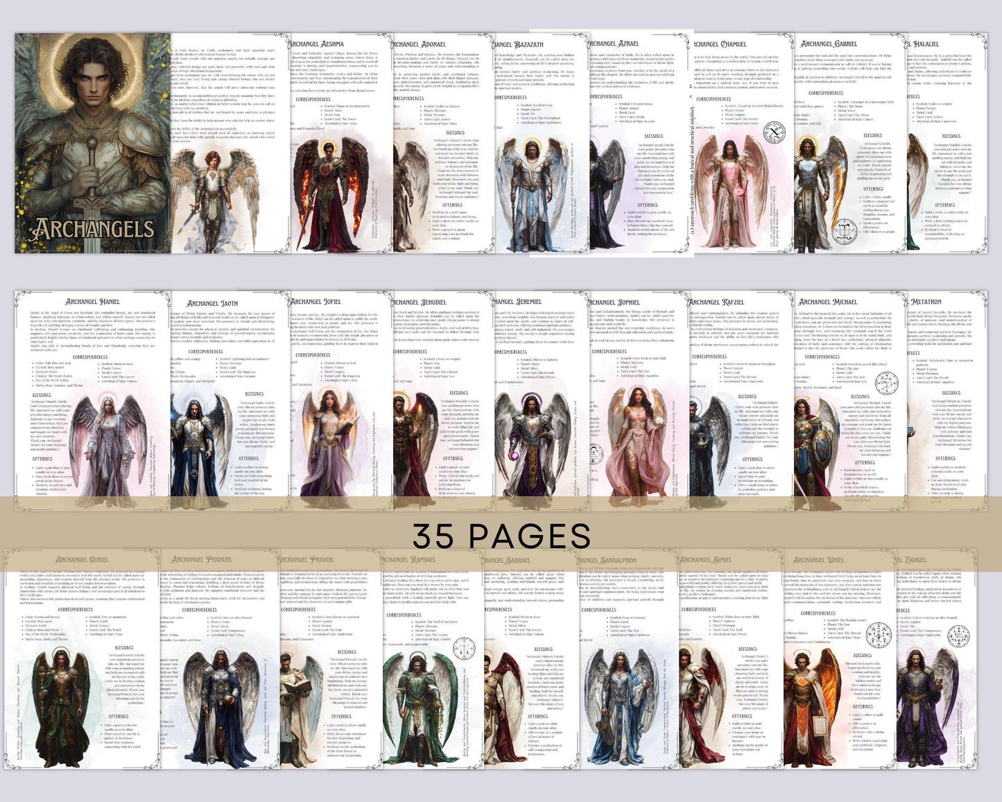 Archangels Bundle. 30 Archangels. Basic guide. Beautiful pages for your Grimoire or Book of Shadows. Printable.