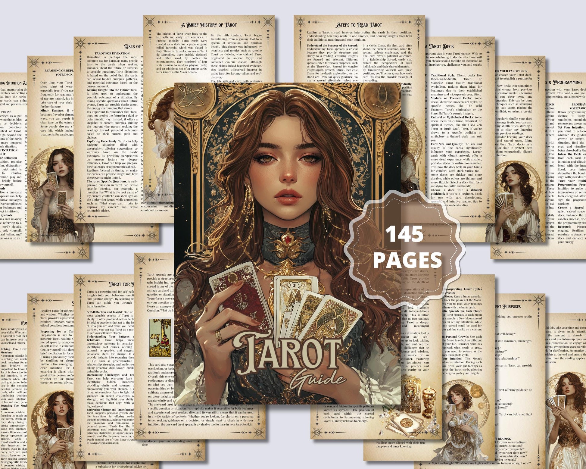 Tarot Beginner's Guide. Card Meanings, Spreads, Cheat Sheets, Journal pages & More! Printable Pages