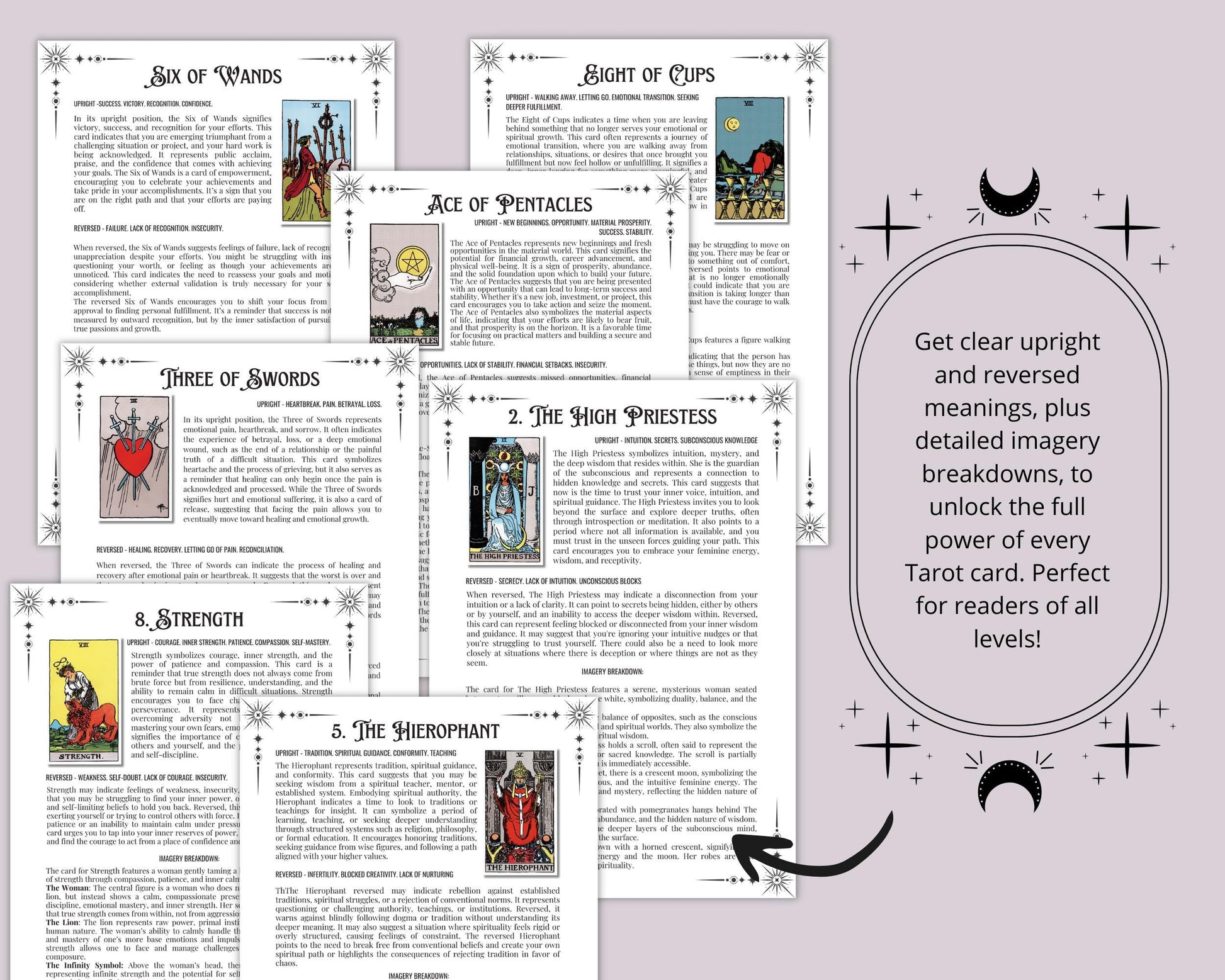 Tarot Beginner's Guide. Card Meanings, Spreads, Cheat Sheets, Journal pages & More! Printable Pages