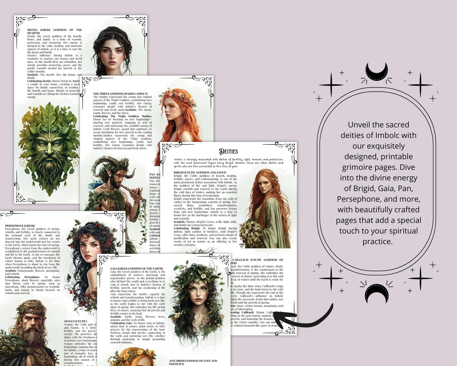 Imbolc. Beautiful pages for your Grimoire or Book Of Shadows. Printable. Imbolc Sabbat.
