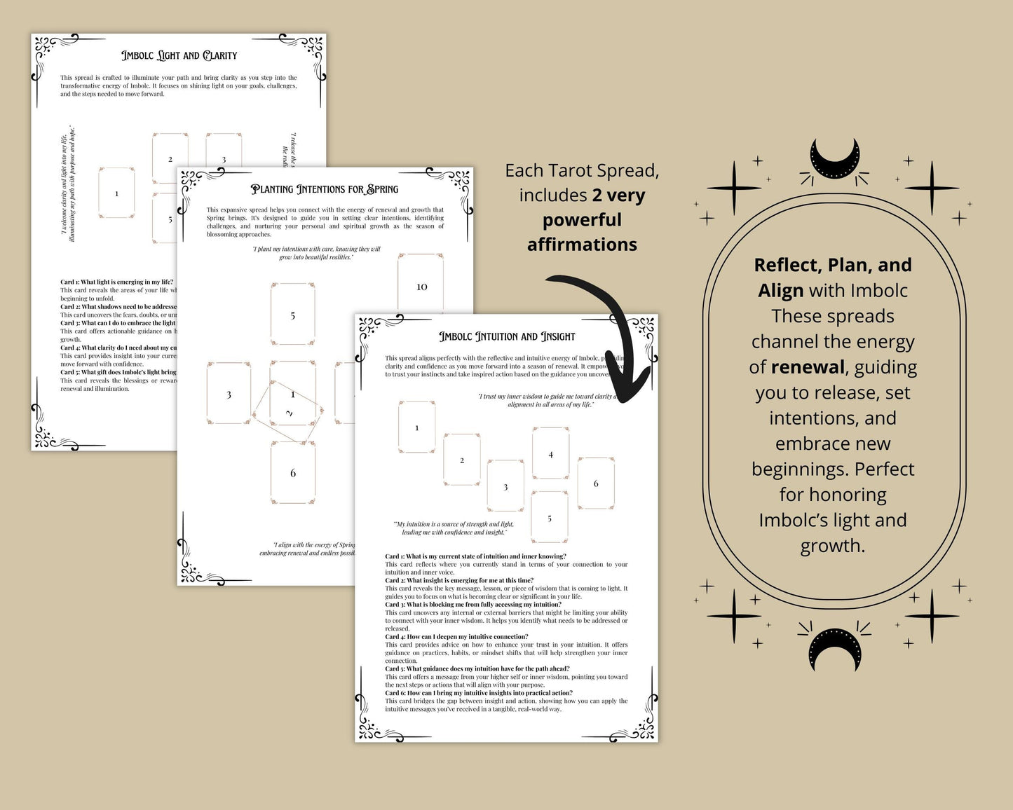 Imbolc Tarot Spread Journal. 20 Tarot Spreads to Embrace the Energy of the Sabbat. Printable