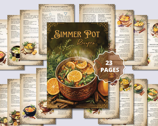 Simmer Pot Recipes. 30 Magical Simmer Pots. Beautiful pages for your Grimoire or Book Of Shadows. Printable