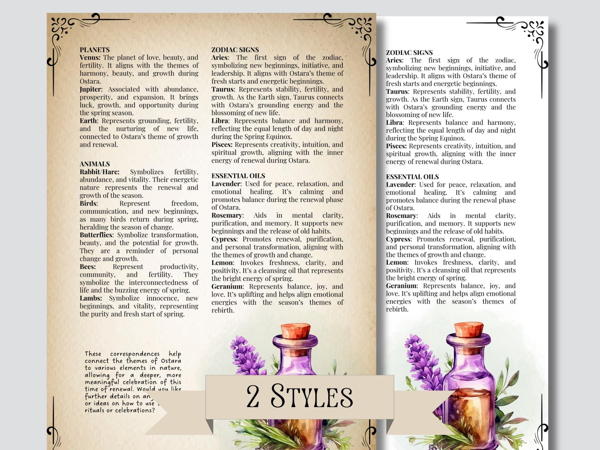 Ostara. Beautiful pages for your Grimoire or Book Of Shadows. Printable. Ostara Sabbat.