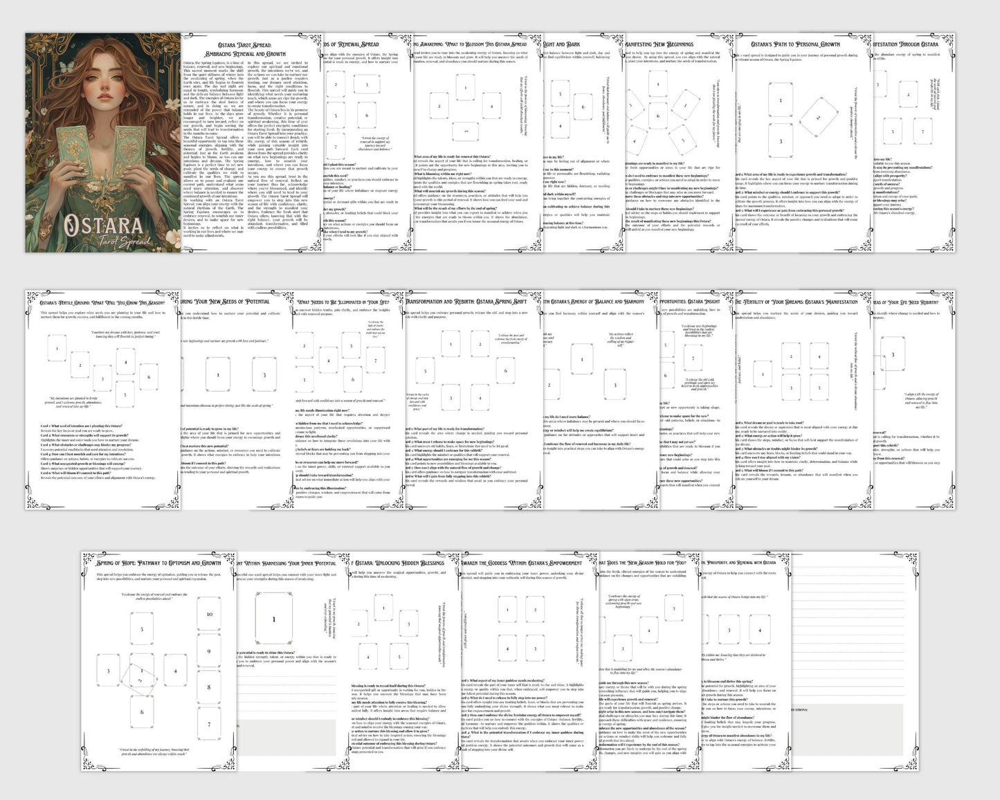 Ostara Tarot Spread Journal. 20 Tarot Spreads to Embrace the Energy of the Sabbat. Printable